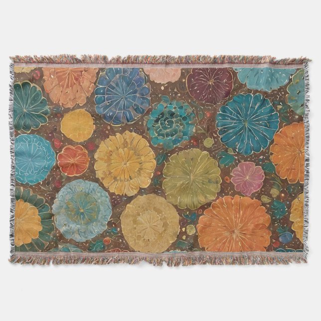 Earthy Floral Mosaic Pattern Decke (Vorderseite)