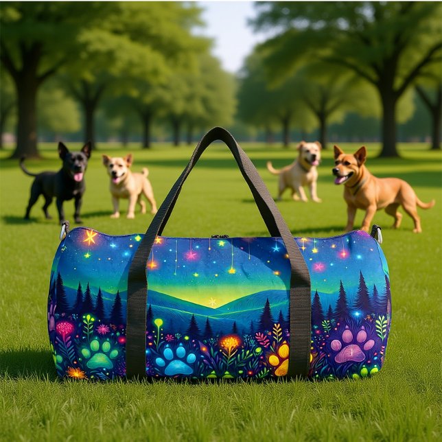 Earthy Floral Paw Print Travel  Duffle Bag (Von Creator hochgeladen)