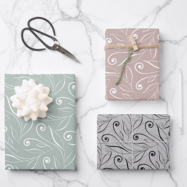 Earthy Floral Wirbel Geschenkpapier Set (Vorderseite)