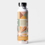 Earthy Geometric 70er Retro Personalisiert Name Trinkflasche<br><div class="desc">Earthy Geometric 70er Retro Personalisiert Name Wasserflasche</div>