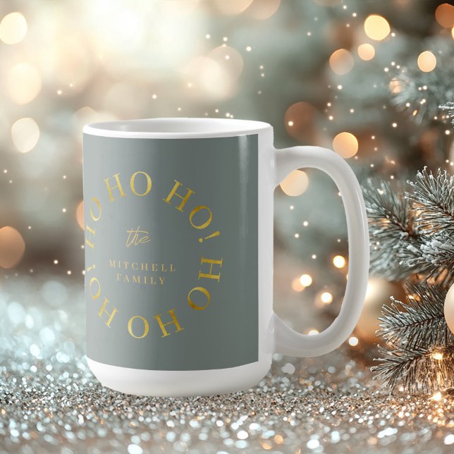 Earthy Green Gold Christmas Ho Ho Ho ID1009 Kaffeetasse (Von Creator hochgeladen)
