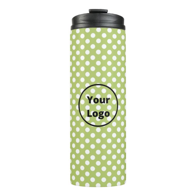 Earthy green with white dots pattern thermosbecher (Vorderseite)