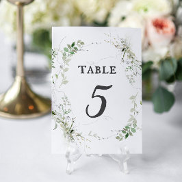 Earthy Greenery Watercolor Tischnummer Card