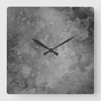 Earthy Grey Faux Pierre Carré Abstrait Horloge mur
