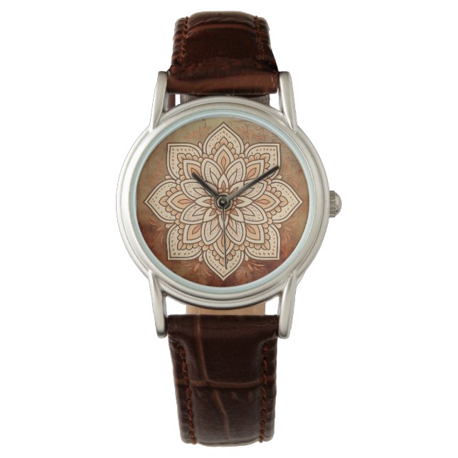 Earthy Mandala Armbanduhr (Vorderseite)