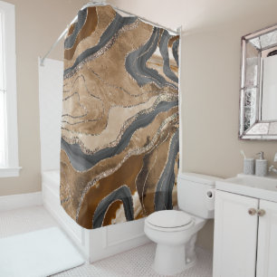 Earthy Marble Agate Gold Glitzer Glam #1  Duschvorhang