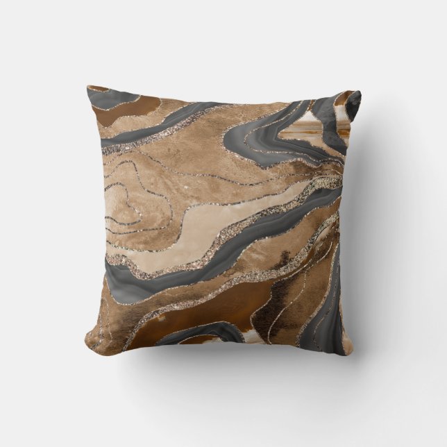 Earthy Marble Agate Gold Glitzer Glam #1  Kissen (Vorderseite)