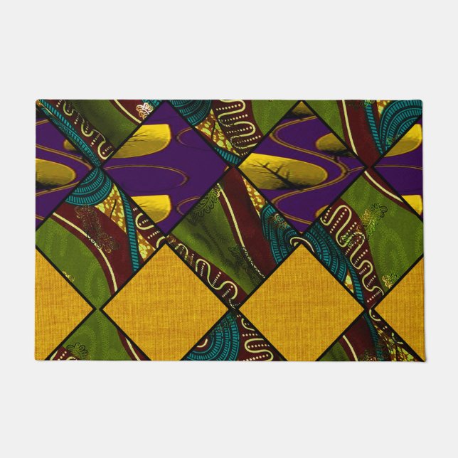 Earthy Mardi Gras African Print Fußmatte (Vorderseite)