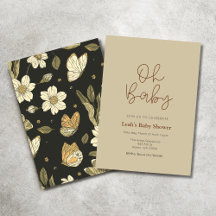 Earthy Moody Girls Baby Shower Einladung