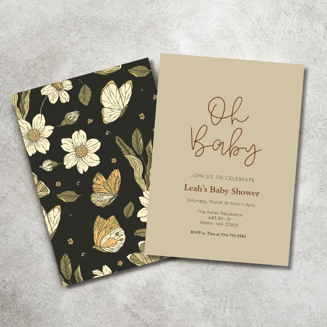 Earthy Moody Girls Baby Shower Einladung (Von Creator hochgeladen)