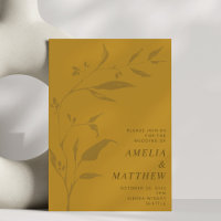 Earthy Mustard Yellow Botanical Silhouette Wedding