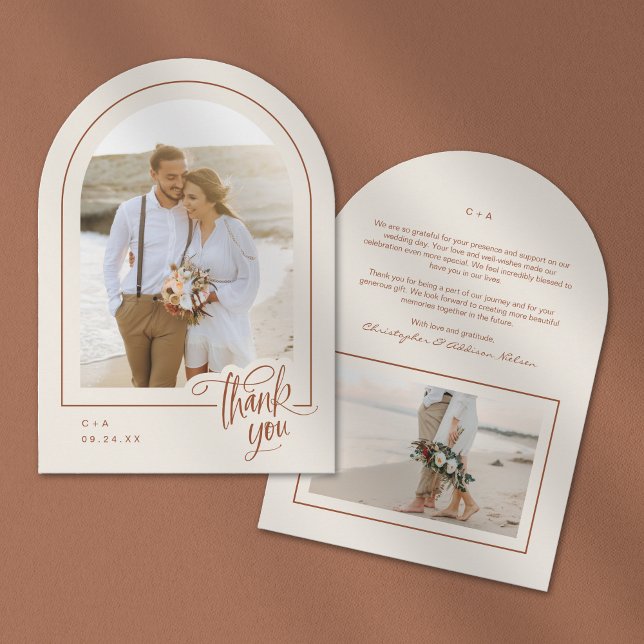 Earthy Neutral 2 Mariage photo Carte de remercieme (Créateur téléchargé)