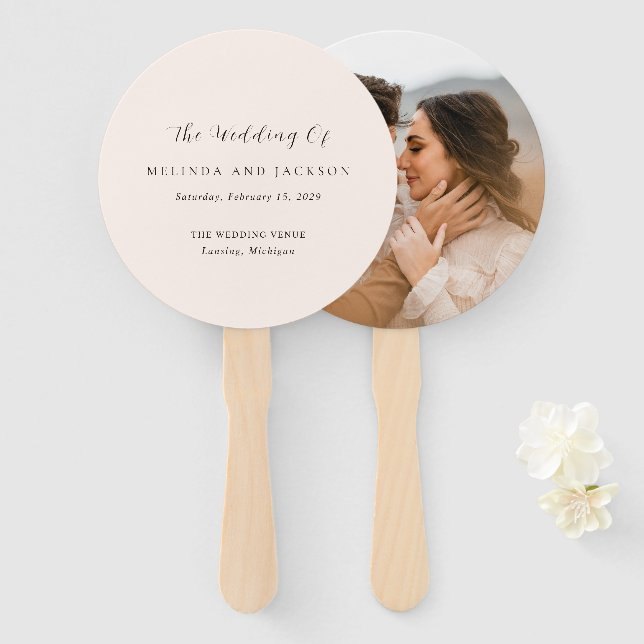 Earthy Neutral Photo Modern Wedding Fächer (Vorne und Hinten)