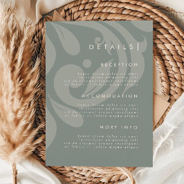 Earthy Olive Damask Stilvolle Hochzeitdetails Begleitkarte