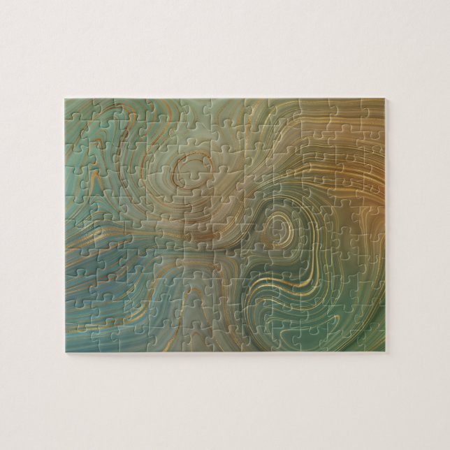 Earthy Olive Strata | Green und Gold Ink Agate (Horizontal)