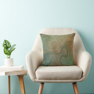 Earthy Olive Strata Green und Gold Ink Agate Kissen