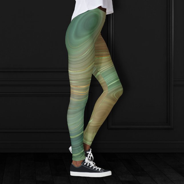 Earthy Olive Strata | Green und Gold Ink Agate Leggings (Von Creator hochgeladen)