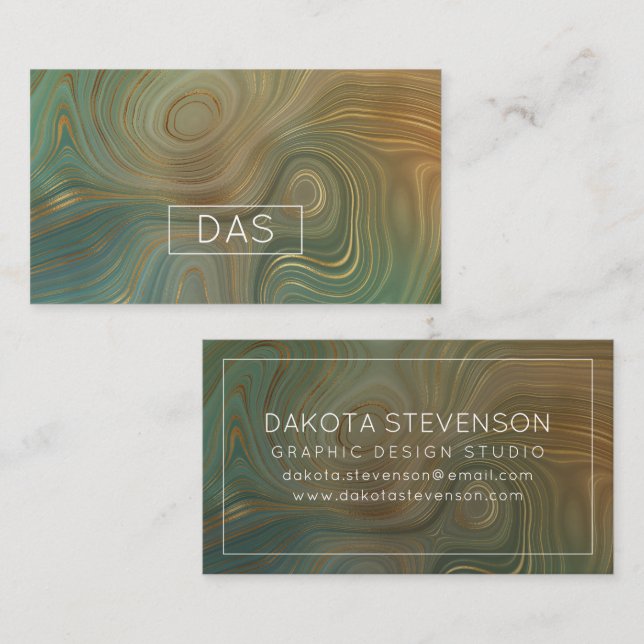 Earthy Olive Strata | Green und Gold Tinte Custom Visitenkarte (Vorne/Hinten)