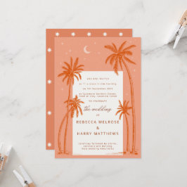 Earthy Palm Trees Orange Boho Hochzeitseinladung Einladung
