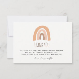 Earthy Pastel Baby shower Rainbow Merci Cartes