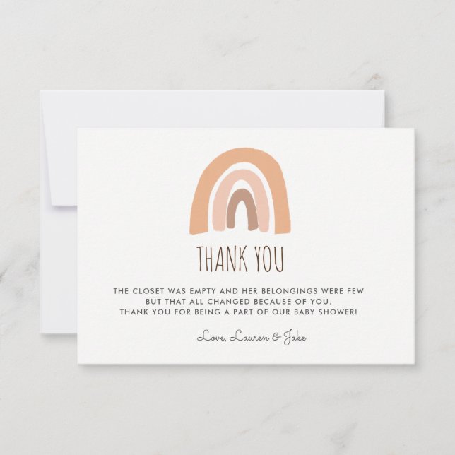 Earthy Pastel Rainbow Baby shower Merci Cartes (Devant)