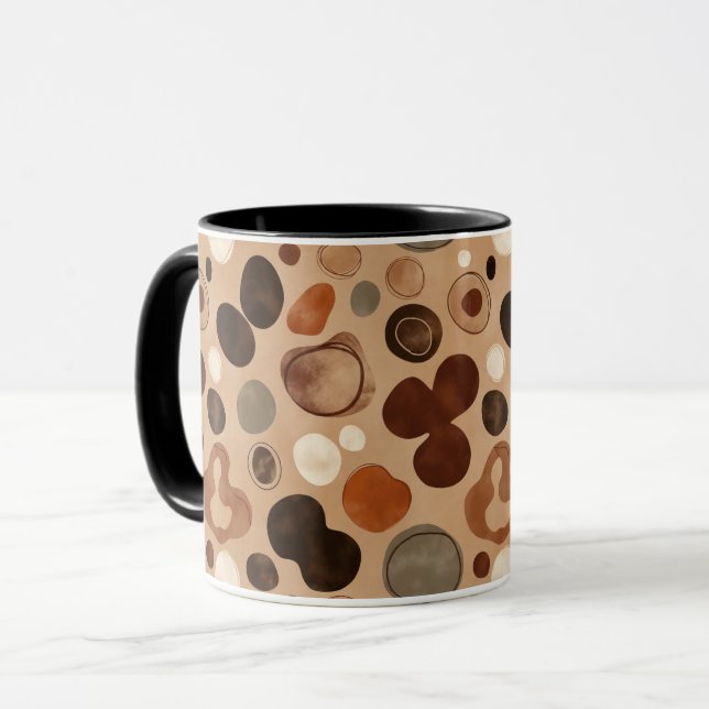 Earthy Pebble Pattern Mug – Warm Stone Dots Tasse (Vorderseite Links)