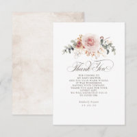 Earthy Pink Floral Baby Dusche Vielen Dank