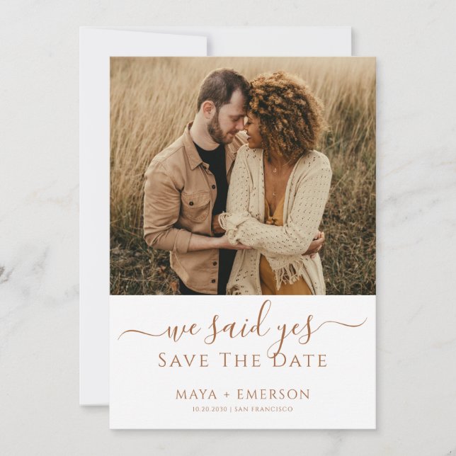 Earthy Rustic Photo Wedding  Save The Date (Vorderseite)