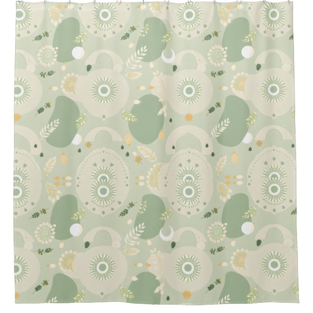 Earthy Sage Green Duschvorhang - Boho Design (Vorderseite)