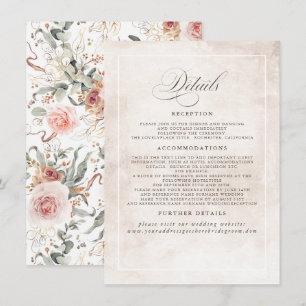 Earthy Shade Blume Elegant Boho Wedding Details Begleitkarte
