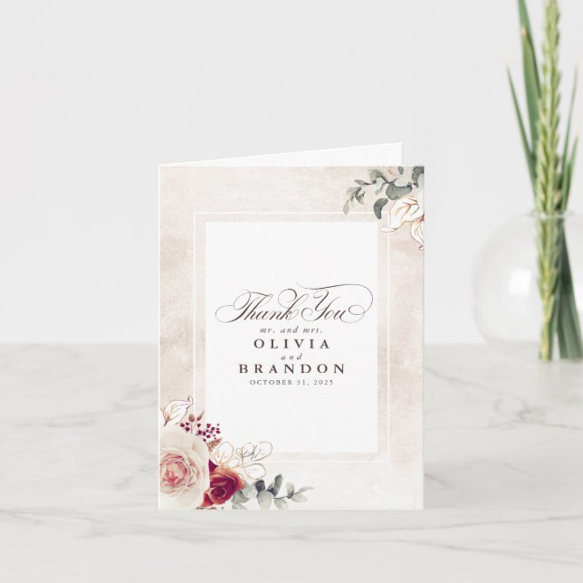 Earthy Shades Floral Mariage Merci (Devant)