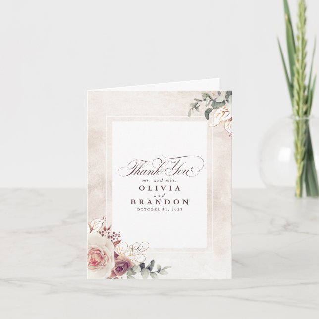 Earthy Shades Floral Mariage Merci (Devant)