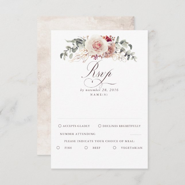 Earthy Shades Foliage Boho Wedding RSVP (Vorne/Hinten)