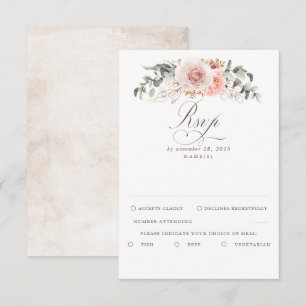 Earthy Shades Foliage Boho Wedding RSVP Karte