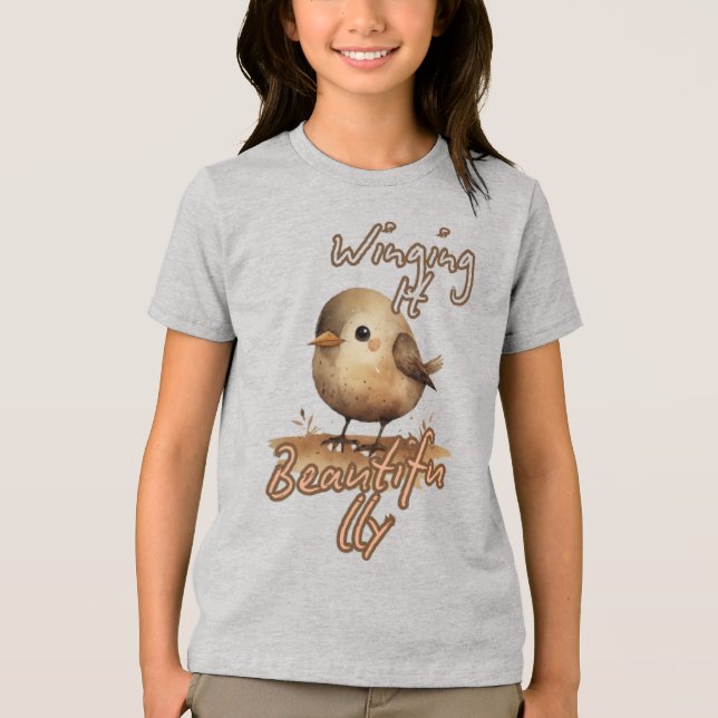 Earthy Small Cozy Bird Tri-Blend Shirt (Vorderseite)