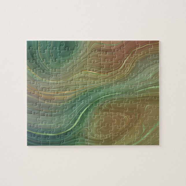 Earthy Strata | Emerald Green Brown Gold Agate (Horizontal)