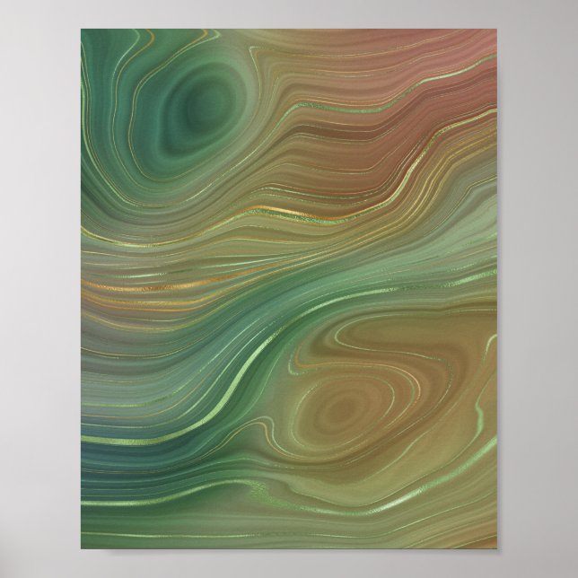 Earthy Strata | Emerald Green Brown Gold Agate Poster (Vorne)