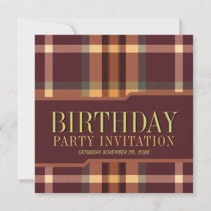 Earthy Tartan Plaids Anniversaire Fête Invitations
