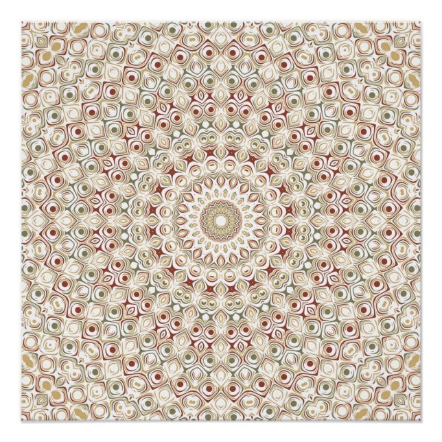 Earthy Taupe and Rust Mandala Pattern Poster (Vorderseite)
