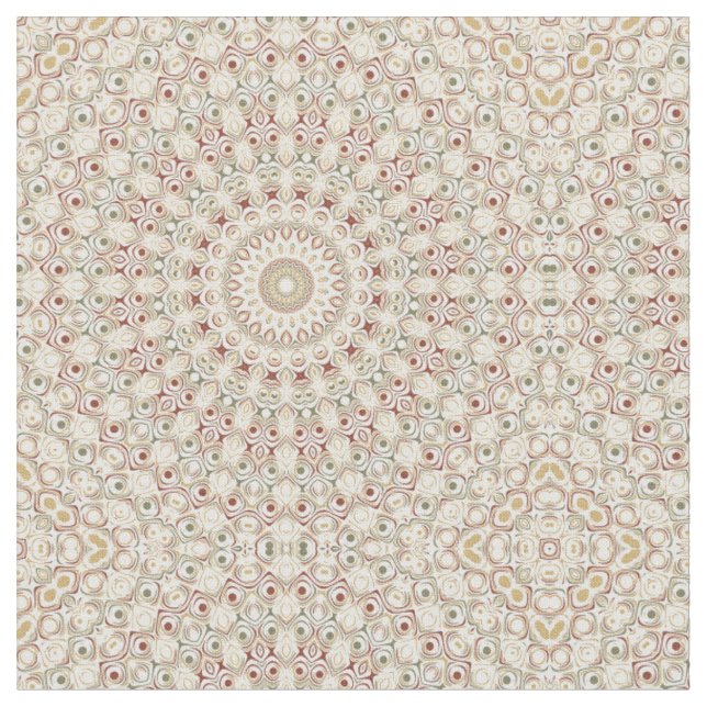 Earthy Taupe and Rust Mandala Pattern Stoff (Nahaufnahme)
