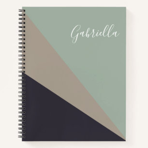 Earthy Taupe and Sage Geometric Personalisiert Notizbuch