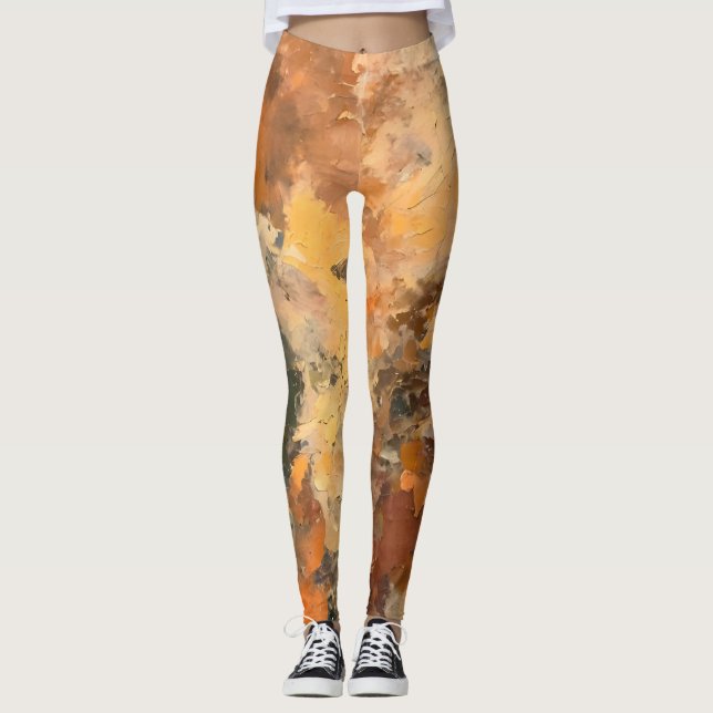 Earthy Terra Cotta Whimsy Pattern Leggings (Vorderseite)