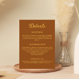 Earthy Terracotta and Gold Wedding Details Card Einladung