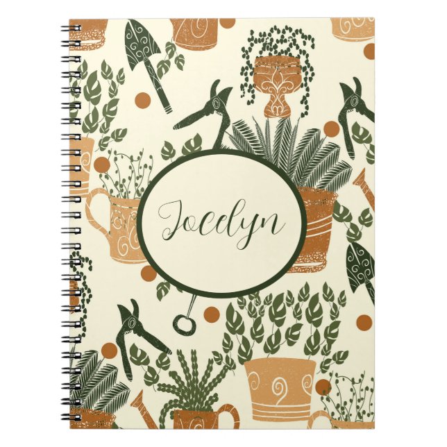 Earthy Terracotta & Green Pflanze: Garden Lover Notizblock (Vorderseite)