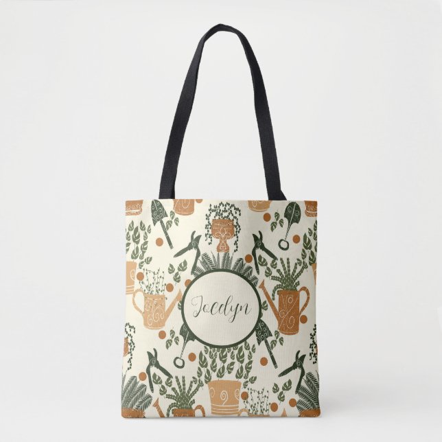 Earthy Terracotta & Green Pflanze: Garden Lover Tasche (Vorderseite)