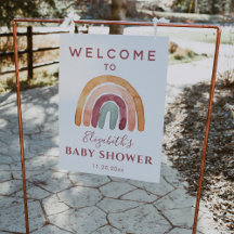 Earthy Tone Boho Rainbow Baby Dusche Begrüßungszei