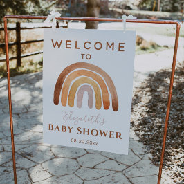 Earthy Tone Boho Rainbow Baby Shower Welcome Sign Poster