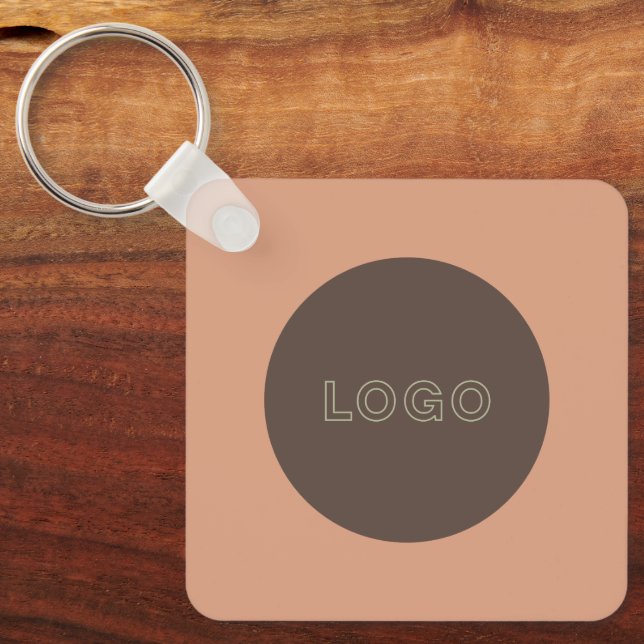 Earthy Tone Logo QR Code Double Sided Keychain Schlüsselanhänger (Vorderseite)