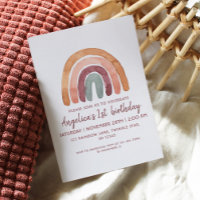 Earthy Tone Rainbow 1st Birthday Girl
