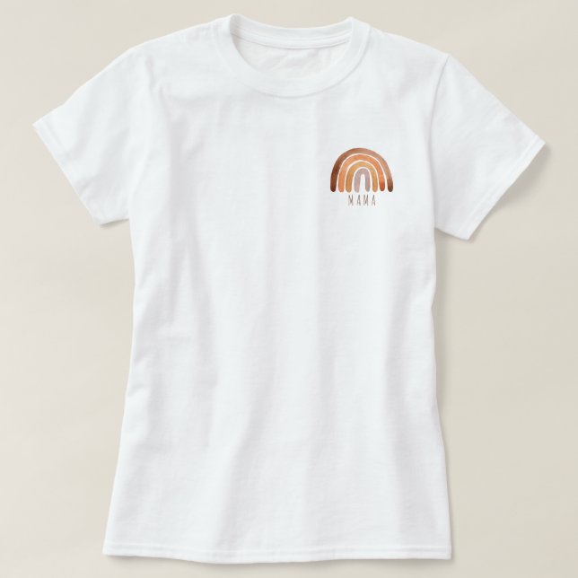 Earthy Tone Watercolor Boho Mama T-Shirt (Design vorne)
